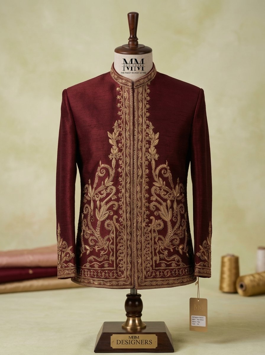 Designer Mahroon Prince Coat
